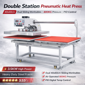 Industrial Commercial Double Station Pneumatic Heat Press Machine 40x60cm For Textile Garment DTF Production