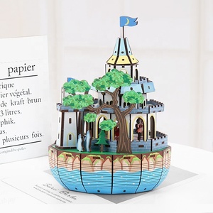 Rompecabezas 3D creativos de nuevo estilo, juguetes de Castillo de <span class=keywords><strong>carrusel</strong></span> personalizados DIY, rompecabezas de madera, caja de música 3D para niños - Product Image 4