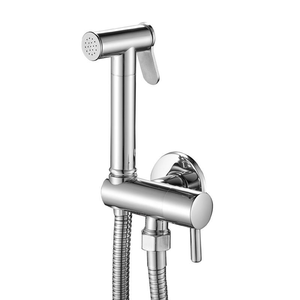 <span class=keywords><strong>PINEBAY</strong></span> Ensemble de douche mural moderne en laiton chromé poli avec douchette à main, pulvérisateur de bidet et robinet d'angle, écologique, pour usage hôtelier - Product Image 1