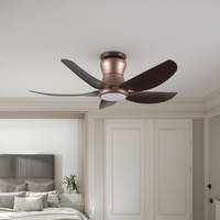 Ventilateur de plafond lumineux LED Eco Hugger électrique avec télécommande, design encastré, utilisation domestique, moteur CC, refroidissement par air, métal