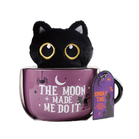 BespritGift Halloween cadeau comestible chat en peluche et tasse en céramique et chocolat chaud nouveauté coffret cadeau de vacances pour Halloween cadeau personnel