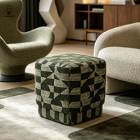 Pouf carré en tissu jacquard chenille abstrait, tabouret cube moderne pour salon, repose-pieds décoratif, banc décoratif – Vente en gros