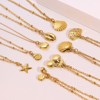 Estrella de Mar Océano serie impermeable de acero inoxidable moda colgante collar niñas grueso 18K chapado en oro cadena collar mujeres