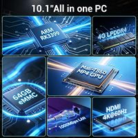 Computadora LCD Todo en Uno con Pantalla Táctil de 10.1 Pulgadas Sin Ventilador, RK3399 de 12 Núcleos, Panel PC Industrial Resistente, Android 12, 4 GB de RAM, 64 GB de ROM, 1280*800