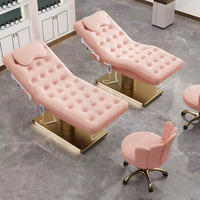 Mobilier de salon de haute qualité rose esthétique spa facial table de massage 3 moteur électrique cils chaise inclinable lit de beauté