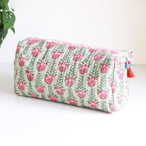 Bolsa de Cosméticos de Viaje para <span class=keywords><strong>Mujer</strong></span>, de Algodón, Personalizada, Hecha a Mano, con Monograma, Acolchada, con Diseño Floral - Product Image 4