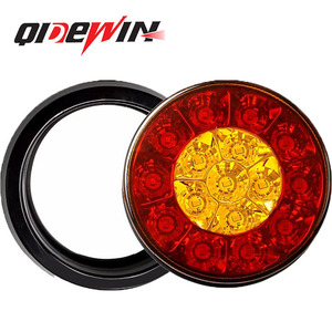 Feu arrière rond Qidewin à 16 LED, 12V, universel pour camion, fourgonnette, feu de freinage multifonction, T-16 - Product Image 1