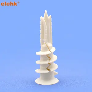 Elehk Expansión Enchufe de pared Autoperforante Plástico Split Nylon Anclaje Tornillo Tapón Placa de yeso Pasador Anclaje para paneles de yeso