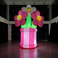 Vase publicitaire gonflable avec fleur LED, ballon géant en tissu Oxford avec motif souriant, fleur gonflable personnalisée pour événements