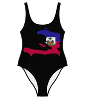 Maillot de bain une pièce classique pour femme, motif drapeau national haïtien personnalisé, design 48 drapeaux de football, en polyester