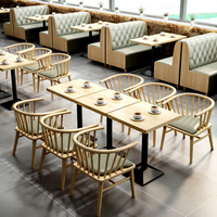 Ensemble Canapé et Table de Restaurant Commercial en Cuir et Bois pour Café, Fast-Food, et Salon de Thé