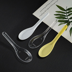 Cuchara desechable de plástico para llevar, cuchara amarilla pequeña para sopa, cuchara comercial gruesa para postre - Product Image 1