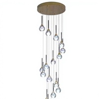 Lustre en cristal sur mesure pour villa de luxe à double étage avec salon ouvert, escalier long et installation LED à double usage