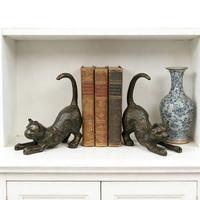 Serre-livres décoratifs en fonte en forme de chat, supports de livres en métal pour étagères, bureaux, chambres