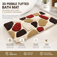 Alfombra de Baño Moderna con Diseño de Guijarros, Antideslizante, Absorbente, Geométrica 3D, Ecológica, para Hogar y Hotel