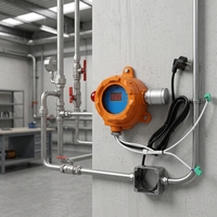 Détecteur de gaz inflammable autonome orange, analyseur de gaz combustible (méthane, propane) avec alarme sonore et visuelle, en alliage d'aluminium, garantie 1 an