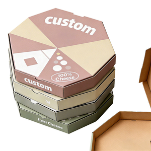 Boîtes alimentaires octogonales en papier kraft personnalisées avec impression quadricolore, emballage rigide pour pizza ou dessert - Product Image 3