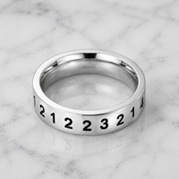 Proveedor Mayorista JLM, Anillo de Acero Inoxidable con Grabado Alfanumérico, Anillo Minimalista Unisex para Boda, Compromiso, Moda