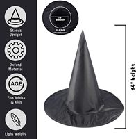 Nuevo Sombrero de Bruja Negro de Tela para Halloween, Accesorio de Disfraz, Cosplay para Adultos, Artículos para Fiestas