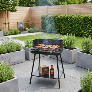 Barbecue Rettangolare BestBQ 58x38xh.82cm Nero Stile Moderno Altezza Regolabile Funzione Senza Fumo 4 Posizioni di Cottura Accensione Piezoelettrica - Product Image 3