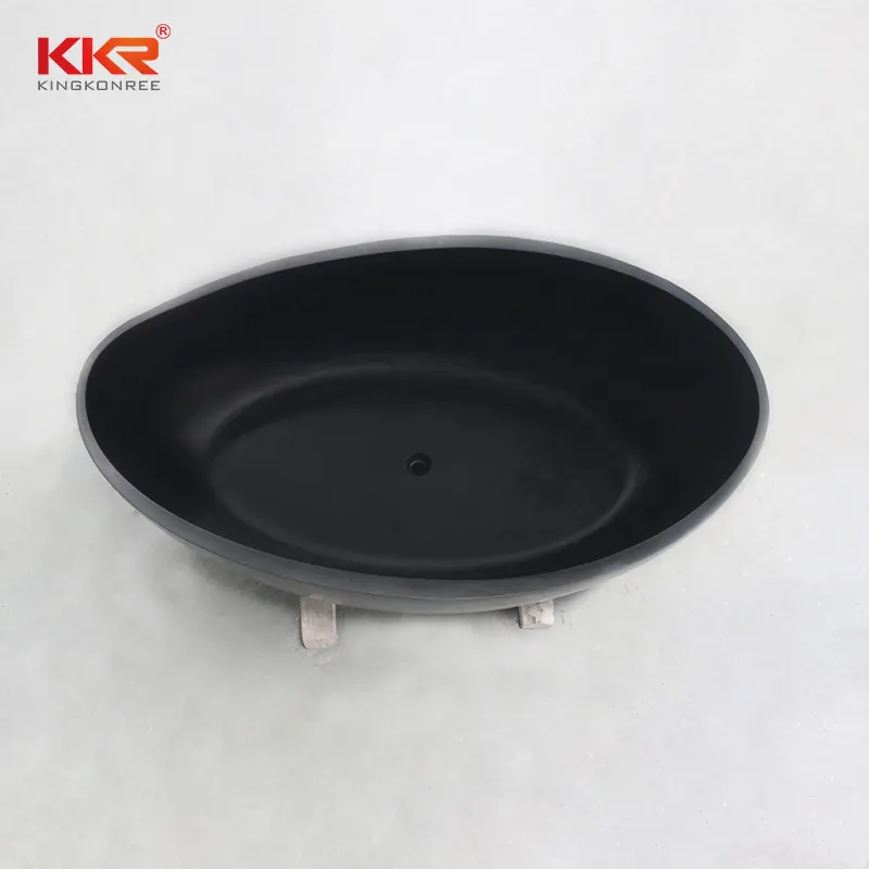 2022 KKR nero superficie solida vasca da bagno in pietra resina vasca da bagno autoportante di lusso colore nero vasca per Hotel