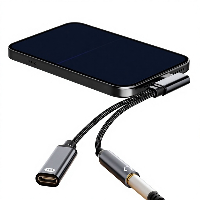 Portable USB-C to 3.5mm Aux Adapter 60W Rapid Charging 2 in 1 Headphone Adapter Smartphone Audio Splitter for Google for Xiaomi
