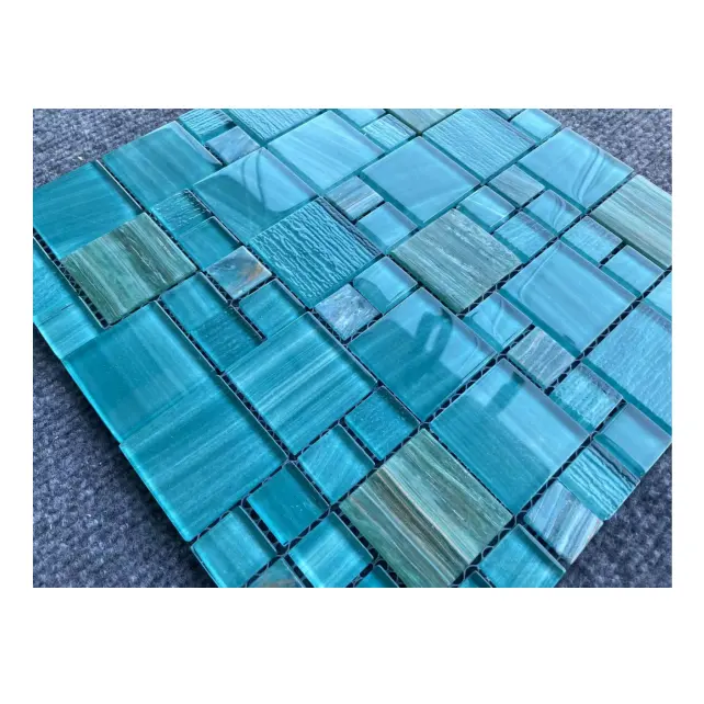 New Hot Sale Fashion Design Square Shape Luminous Tiles Swimming Pool Tiles Crystal Glass Mosaic