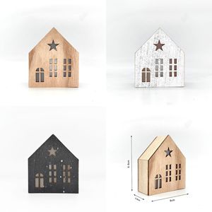 Lámpara de madera con forma de casa de 8 cm, decoración navideña iluminada para escritorio, regalo. - Product Image 1