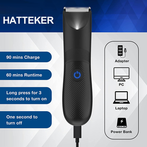 Tondeuse corporelle Hatteker étanche pour zones intimes, rechargeable par USB, rasoir LED - Product Image 2