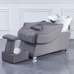 Lit de lavage de cheveux moderne avec siège réglable et évier en céramique inclinable pour salons de beauté, spas et salons de coiffure - Product Image 2