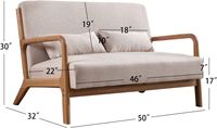 Sofá de Dos Plazas de Madera Tapizado de 50 Pulgadas, Estilo Moderno para Apartamento, Silla de Acento, Muebles RJH Modelo 2308