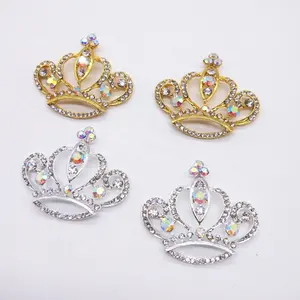 卸売ABクリアクリスタルラインストーンクラウンブローチフラットバックデザインのファッションブローチ - Product Image 1