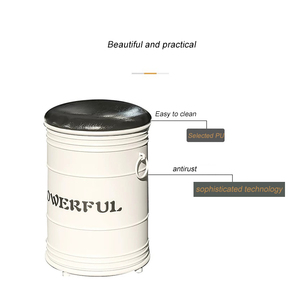 Venta al por mayor de lujo <span class=keywords><strong>Retro</strong></span> <span class=keywords><strong>Industrial</strong></span> logotipo personalizado PU cuero y taburete de <span class=keywords><strong>metal</strong></span> creativo Bar y restaurante taburete de almacenamiento - Product Image 6