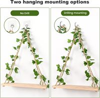 Étagères flottantes en macramé, sans perçage, style bohème, étagère suspendue, lierre artificiel, lumières LED, décoration végétale, salon, chambre à coucher, dortoir