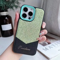 Étui de protection arrière pour téléphone portable en cuir pailleté de luxe, design personnalisé, pour iPhone 13/14/15/16/17/18 Pro Max et pour Samsung