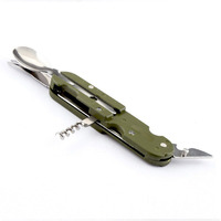 Ensemble couteau, fourchette et cuillère pliable de camping Couteau de poche multifonctionnel en acier inoxydable avec démontage pour les repas en plein air