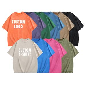 Streetwear lourd vintage fabricants graphique imprimé coton Logo personnalisé t-shirts surdimensionnés lavage à l'acide t-shirt pour hommes - Product Image 2
