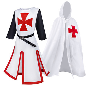 Costume de Chevalier Templier Yi Xiaoyi pour Homme Adulte – Ensemble Cape à Capuche Croix Rouge Blanche – Tenue Médiévale d'Halloween – Source Transfrontalière - Product Image 1