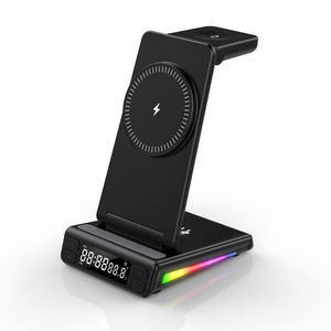 Accesorios de Viaje de Lujo con Luz RGB Plegable, Reloj, Pantalla de Temperatura, <span class=keywords><strong>Cargador</strong></span> Inalámbrico <span class=keywords><strong>5</strong></span> en 1 para iPhone 16 15 para <span class=keywords><strong>Samsung</strong></span> - Product Image 1