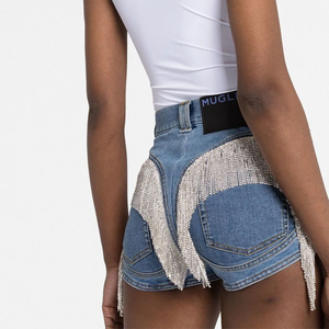 Mini <span class=keywords><strong>short</strong></span> <span class=keywords><strong>en</strong></span> <span class=keywords><strong>jean</strong></span> perlé pour femme, cristal, diamant <span class=keywords><strong>de</strong></span> luxe personnalisé, haute qualité, mode, été, <span class=keywords><strong>short</strong></span> <span class=keywords><strong>en</strong></span> <span class=keywords><strong>jean</strong></span> pour femme - Product Image 6