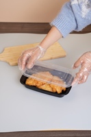 Boîtes à lunch jetables en plastique noir personnalisées à 1 compartiment pour micro-ondes, contenants de préparation de repas avec couvercle pour restaurant