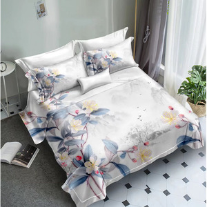 <span class=keywords><strong>3D</strong></span> vải tùy chỉnh <span class=keywords><strong>in</strong></span> ấn bộ đồ giường Bướm hoa tấm ga trải giường Vàng Vua Kích thước Duvet cover Set trong 100% polyester sợi nhỏ - Product Image 3