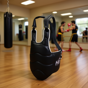Protège-poitrine de boxe noir L, équipement d'arts martiaux - Product Image 2