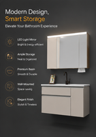 Meuble-lavabo de salle de bain avec vasque en céramique, lavabo simple, meuble-lavabo moderne avec tiroirs de rangement, miroir intelligent mural, pour la maison et l'hôtel