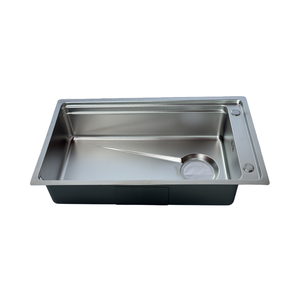 Évier de cuisine moderne Leimanxi en acier inoxydable SUS304, modèle 8146, épaisseur 0,75 mm, grand évier simple intégré à 4 trous, électrolyse - Product Image 1