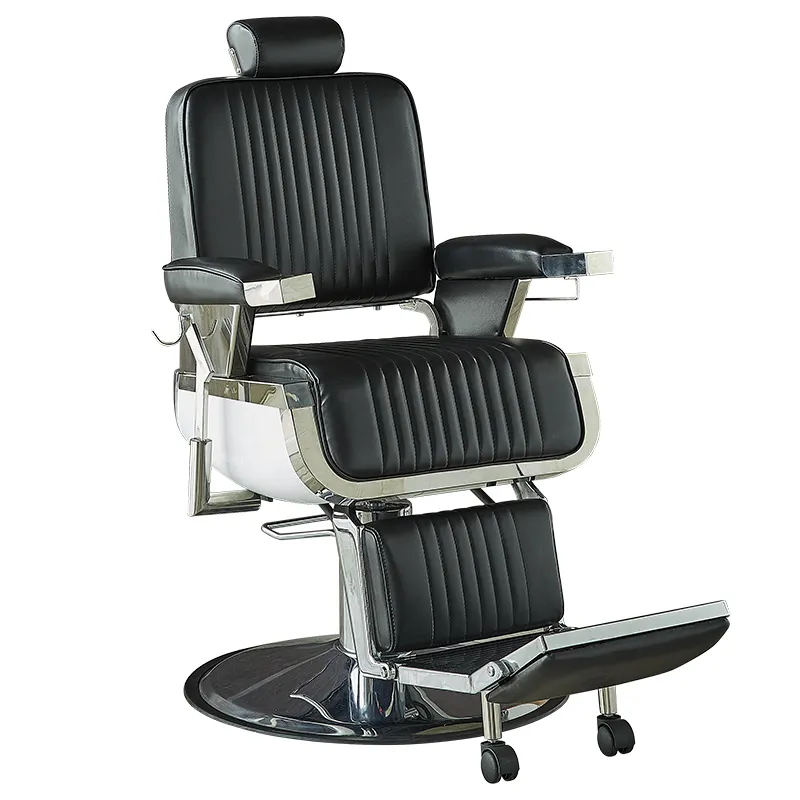Modern kuaför mobilyası ağır şekillendirici sandalye siyah hidrolik deri berber koltuğu