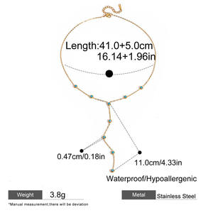 สร้อยคอโชคเกอร์ประดับด้วยหินเทอร์ควอยซ์ธรรมชาติ ชุบทอง 18k PVD บนสแตนเลสสตีล <span class=keywords><strong>316L</strong></span> กันน้ำ ยี่ห้อ ERESI รุ่นใหม่ - Product Image 5