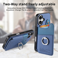 Étui portefeuille de luxe en cuir PU avec blocage RFID et support anneau pour iPhone 17 Pro Max