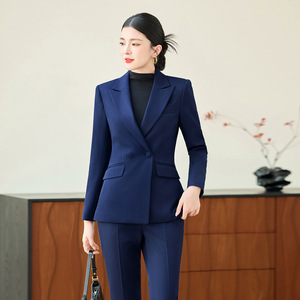 Women's Pink Suit <b>Set</b> Full Sleeve Notched Collar Spring <b>Office</b> Lady Formal Wear - Product Image 3