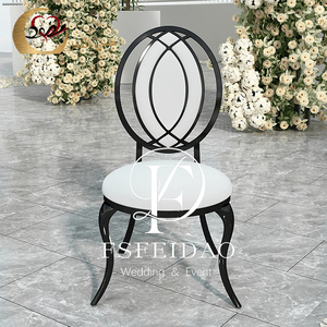 Sillas de salón para banquetes de metal hierro negro muebles de boda al aire libre a la venta - Product Image 1